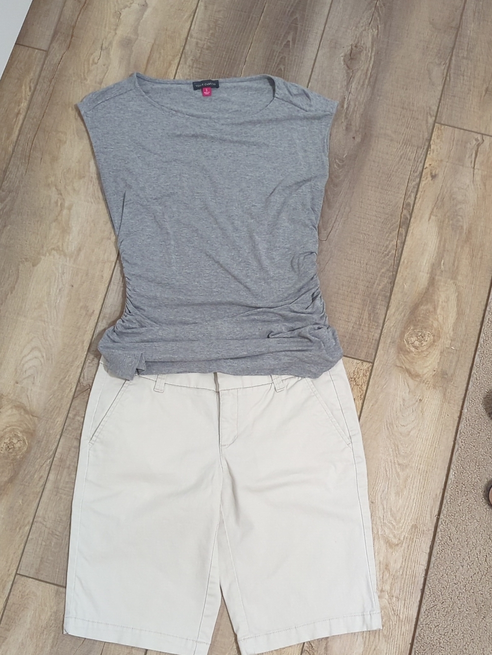 Vince Camuto Heather Gray Ruched Sides Sleeveless Top